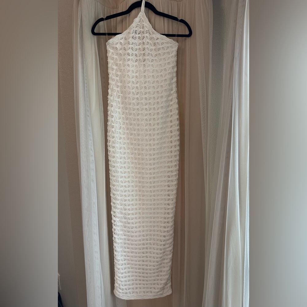 Fashion Nova White Halter Dress size M